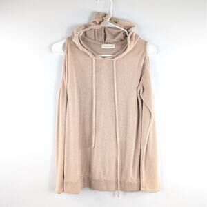 Trouble at the Mill Medium Sleeveless Hoodie Womens Beige Rayon Blend USA Made